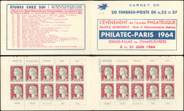 CARNETS (N° Yvert) - 1263-C4    Marianne De Decaris, 0,25 Gris Et Grenat, N°1263c, T II, S. 7-64, PHILATEC, TTB - Sonstige & Ohne Zuordnung