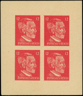 * LA  LIBERATION - FAUX DE PROPAGANDE 1a : 12pf. Rouge, Hitler, Tête De Mort, Feuillet De 4 NON DENTELE, TB - Liberation