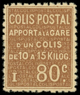 ** COLIS POSTAUX  (N° Et Cote Maury) - 28B  80c. Brun Sur Jaune, NON EMIS, Grande RARETE, Superbe, Certif. JF Brun - Mint/Hinged