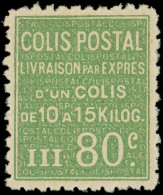 ** COLIS POSTAUX  (N° Et Cote Maury) - 28G  80c. Vert, NON EMIS, Grande RARETE, Superbe, Certif. JF Brun - Mint/Hinged