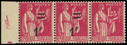 ** VARIETES - 483a  Paix,  1f. S. 1f.25 Rose, Tenant à NON SURCHARGE Dans Une BANDE De 3, TB - Unused Stamps
