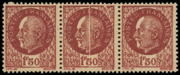 ** VARIETES - 517   Pétain,  1f.50 Brun, PLI ACCORDEON Dans Une BANDE De 3, TB - Unused Stamps