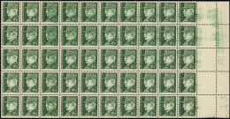 ** VARIETES - 524   Pétain,  5f. Vert-bleu, Gravé, BLOC De 50 Bdf, 13 Ex. Visage MACULE, TB. C - Unused Stamps