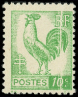 ** VARIETES - 630   Coq, 10c. Vert-jaune, PLI ACCORDEON, TB - Unused Stamps