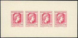 ** VARIETES - 639   Marianne, 1f.50, ESSAI En Rose, Feuillet De 4 Non Dentelé, Ch. Sur Les Bords, TB - Unused Stamps
