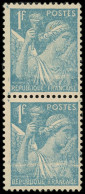 ** VARIETES - 650   Iris,  1f. Turquoise, PAIRE, IMPRESSION Sur RACCORD, 1 Ex. *, TB - Unused Stamps
