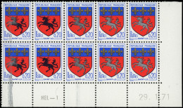** VARIETES - 1510   Saint-Lô, BLOC De 10 CD 29/1/71, 4 Ex. Licorne NOIRE Tenant à Pattes Noires Tenant à Normaux, TB - Ungebraucht
