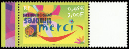 ** VARIETES - 3379   Merci Avec "timbres Personnalisés" Imprimé A L'ENVERS, Vignette Blanche Bdf, TB - Unused Stamps