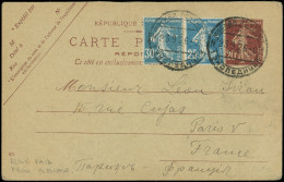 Let ENTIERS POSTAUX - Semeuse Camée, 20c. Brun, CP Réponse Affr. N°140 PAIRE Obl. MOSCOU 23/9/26, TB - Altri & Non Classificati