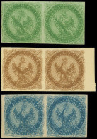 (*) Colonies Générales - 2g, 3e Et 4d, 5c. Vert, 10c. Bistre Et 20c. Bleu, DOUBLE Impression, En PAIRES, TB - Altri & Non Classificati