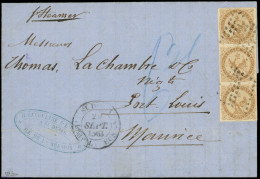 Let Colonies Générales - 3    10c. Bistre-jaune, BANDE De 3 Obl. Losange S. LAC, Càd St DENIS 29/9/63, Arr. MAURITIUS 30 - Altri & Non Classificati