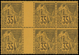 ** Colonies Générales - 56   35c. Violet-noir Sur Jaune, BLOC De 6 Interp., TTB - Altri & Non Classificati