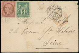 Let COCHINCHINE CG N°18 : Cérès 10c. Brun Sur Rose Et N°31 Sage 5c. Vert Obl. Càd CORR. D. ARMEES SAIGON 23/4/79 S. Env. - Otros & Sin Clasificación