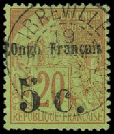 CONGO 3 : 5c. Sur 20c. Brique Sur Vert, Obl. Centrale Libreville, TTB - Autres & Non Classés