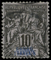 CONGO 16a : 10c. Noir Sur Azuré, DOUBLE CONGO, Obl., TB. C - Autres & Non Classés