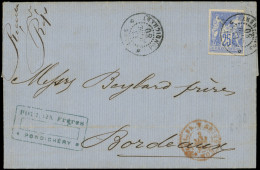 Let INDE CG N°36 Obl. Càd PONDICHERY 13/4/80 S. LAC Pour BORDEAUX, TB - Autres & Non Classés