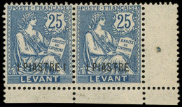 ** LEVANT 17g : 1pi. Sur 25c. Bleu, SANS Le 1 Après PIASTRE Dans Une PAIRE Petit Cdf, TB - Autres & Non Classés