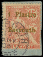 LEVANT 27 : 1pi. Sur 15c. Vermillon Obl. 17/1/05 S. Fragt, TB - Autres & Non Classés