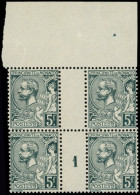 ** MONACO 47 : 5f. Vert-gris Foncé, BLOC De 4 Mill.1, Bdf, TTB, Cote Des Timbres - Neufs