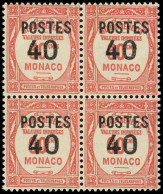 ** MONACO 146b : 40 Sur 60c. Rouge, CHIFFRES ESPACES Dans Un BLOC De 4, TB - Unused Stamps
