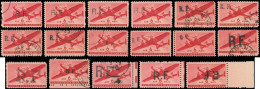Poste Aérienne Militaire, 6c. Rouge U.S. Surchargé, 21 Ex. Surcharges Diverses, TB - Collezioni