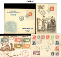 France, Algérie, Maroc, Tunisie, CG France Libre, Ensemble Intéressant De Timbres En Feuilles, Essais, Non Dentelés, épr - Collections (en Albums)