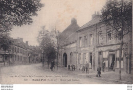 E12-62) SAINT POL SUR TERNOISE - BOULEVARD CARNOT - ESTAMINET V. CALLET - M. MERCIER - HULOT - ( 2 SCANS ) - Saint Pol Sur Ternoise