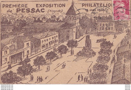F18-33) PREMIERE EXPOSITION PHILATELIQUE DE PESSAC - GIRONDE - LE 18 MAI 1947 LA PLACE CENTRALE DE PESSAC - ( 2 SCANS ) - Pessac
