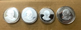 Gandhi Lot X4 Country Coins Silver Proof Liberia Andorra Malta Mauritius / Ghandi Gandhi Nobel Indien Inde India Father - Collections & Lots