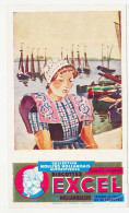 Buvard 10.7 X 17.9  Biscottes EXCEL Hollandaises Collections Moulins Hollandais  Jeune Fille  Port Voilier Barque - Biscotti
