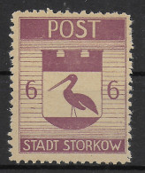 Stadt Storkow, MiNr. 12,  Seltenere Farbvariante, Postfrisch, ** - Mint