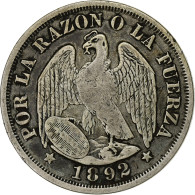 Chili, 20 Centavos, 1892, Santiago, Argent, TB - Cile