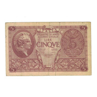 Billet, Italie, 5 Lire, 1944, 1944-11-23, KM:31c, TB - Regno D'Italia – 5 Lire