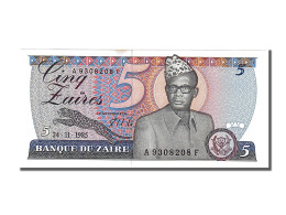 Billet, Zaïre, 5 Zaïres, 1985, 1985-11-24, NEUF - Zaire