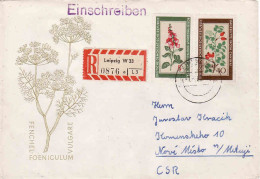 DDR 1960, Einschreiben FDC Stempel Leipzig Sent To Nové Mesto Nad Metují Czechoslovakia, Fenchel Foeniculum Vulgare - Briefe U. Dokumente