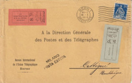 POSTE MONTENEGRO REFUGIEE En FRANCE (BORDEAUX) ! -1916 - RARE TIMBRES DE RETOUR /DEVANT De LETTRE De BERNE => CETTIGNE ! - Guerra Del 1914-18