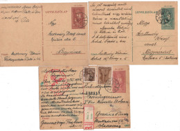 HONGRIE - 1940/43 - Lot De 3 Cartes-lettres Avec Entier Postal De 10 Filler + Complèment D'affranchissement - Briefe U. Dokumente
