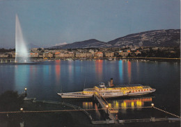 Genève La Nuit, La Rade Et Le Jet D’Eau - Genève