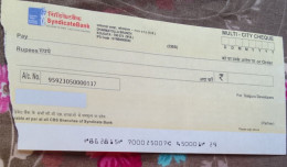 SYNDICATE   BANK ...CALCUTTA   BRANCH BLANK CHEQUE - Cheques & Traveler's Cheques