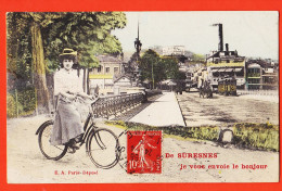 39393 /  ️ Rare De SURESNES (92) Femme Vélo Cycliste Je Vous Envoie Le BONJOUR 1910s De SABOURE à AUDEBERT Paris / E.A - Suresnes
