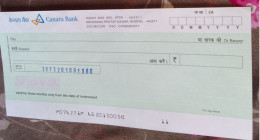 CANARA   BANK ..BHOPAL  BRANCH BLANK CHEQUE - Cheques & Traveler's Cheques