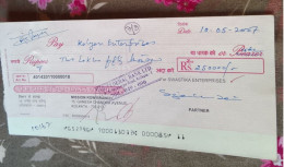 BANK OF INDIA . CALCUTTA  BRANCH USED   CHEQUE - Cheques & Traveler's Cheques