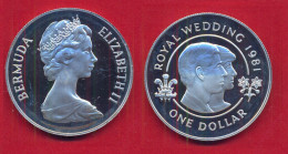 Münze Bermuda  1 $  1981  Hochzeit Charles & Diana   Silber - Bermuda