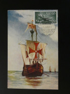 Carte Maximum Card Bateau Ship Santa Maria Christophe Colomb Columbus Espagne Spain 1957 - Christopher Columbus