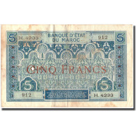 Billet, Maroc, 5 Francs, 1924, 1924, KM:9, TTB - Morocco