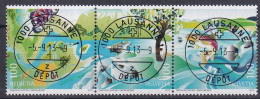 MiNr. 2306 - 2308 (Zumst. Z223) Schweiz 2013, 5. Sept. Gewässerrenaturierung - Mit ETOS Vollstempel LAUSANNE - Zusammendrucke