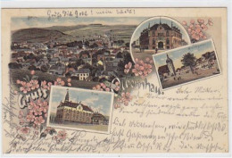 39037584 - Lithographie Olbernhau. Kgl. Amtsgericht Marktplatz Totalansicht Post Gelaufen Am 02.06.1898. Leicht Fleckig - Olbernhau