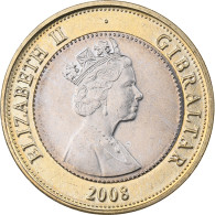 Gibraltar, Elizabeth II, 2 Pounds, 2008, Bimétallique, SPL, KM:1092 - Gibilterra