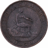 Espagne, Provisional Government, 2 Centimos, 1870, Madrid, Cuivre, TTB, KM:661 - Autres & Non Classés