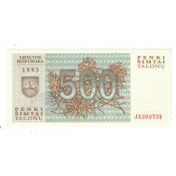 Billet, Lituanie, 500 Talonu, 1993, KM:46, NEUF - Litouwen